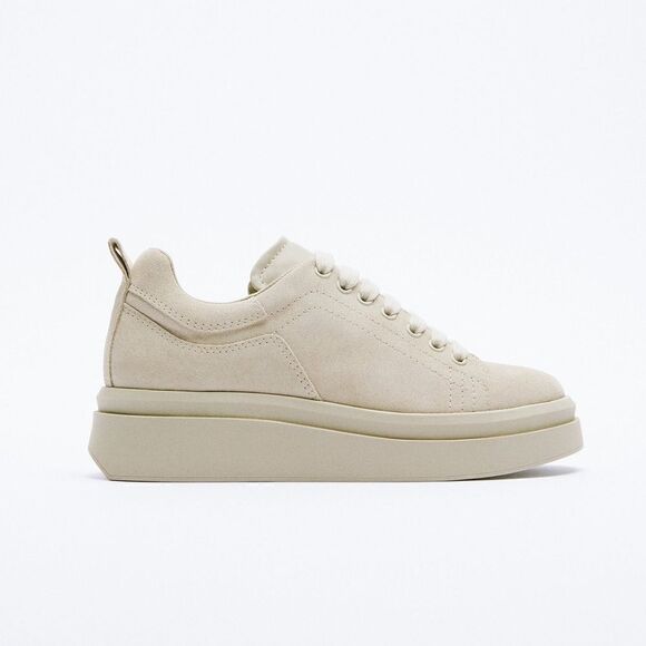 Zara Genuine Suede Platform Sneakers 8 - Picture 2 of 13